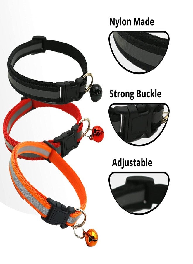 Pups&Pets Cat Collar Belt for Kitten with Bell Solid Colour Nylon Made Adjustable Size Pet Safe Collars for Cats Rabbit (Random Color, Pack of 2) - Image 5